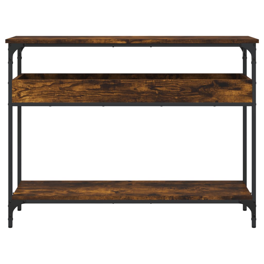 Table console avec étagère chêne fumé 100x29x75 cm - XIOS