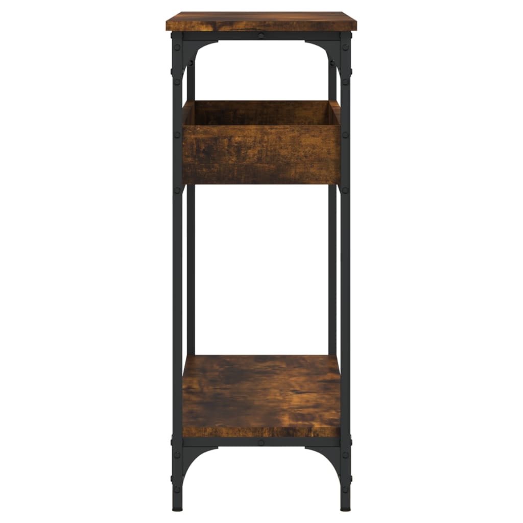 Table console avec étagère chêne fumé 100x29x75 cm - XIOS