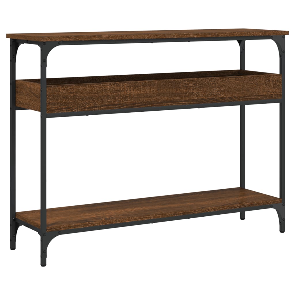 Table console avec étagère chêne marron 100x29x75 cm - XIOS