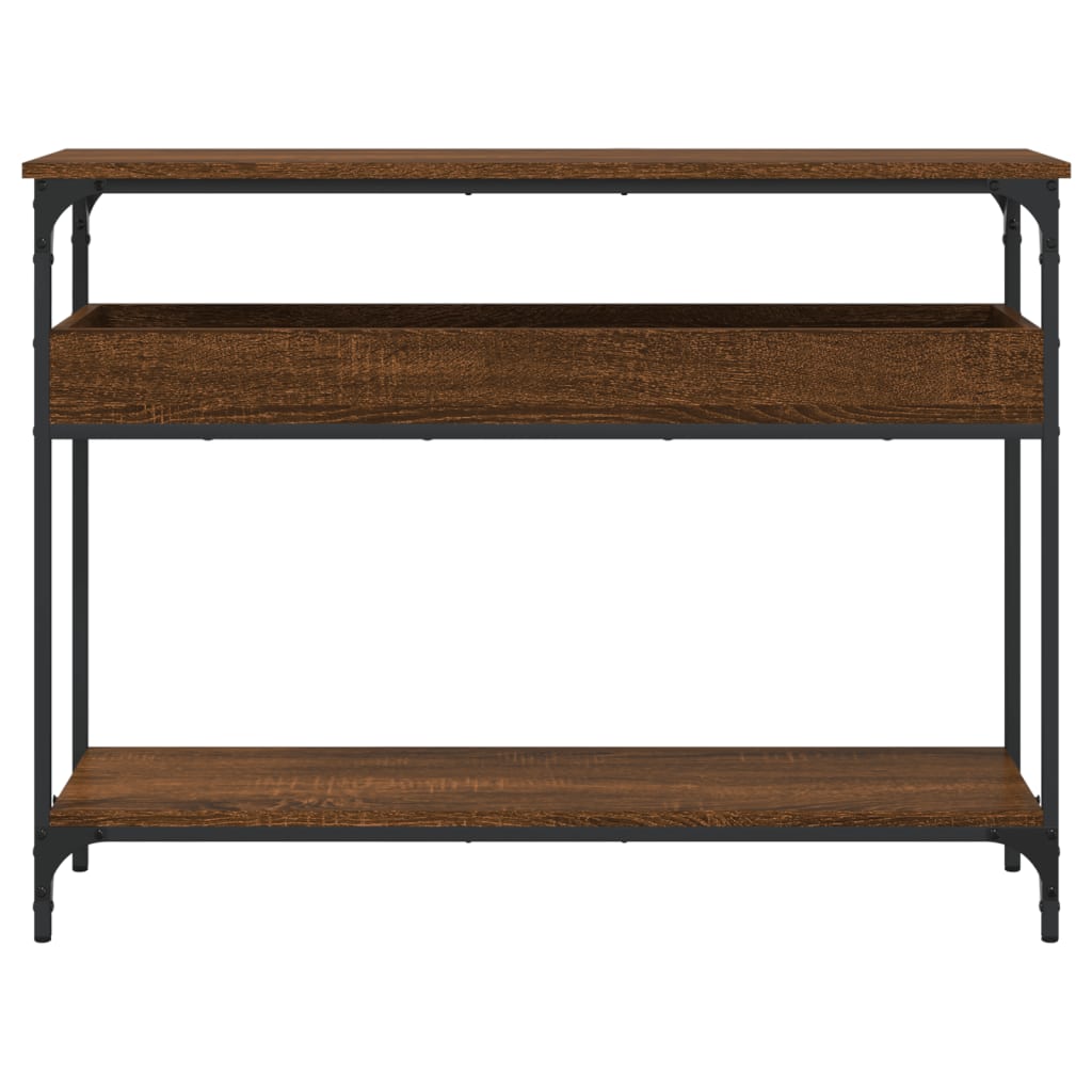 Table console avec étagère chêne marron 100x29x75 cm - XIOS
