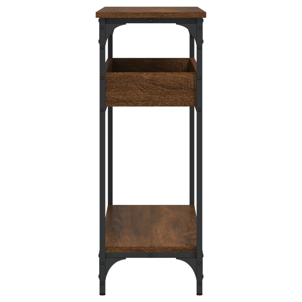 Table console avec étagère chêne marron 100x29x75 cm - XIOS