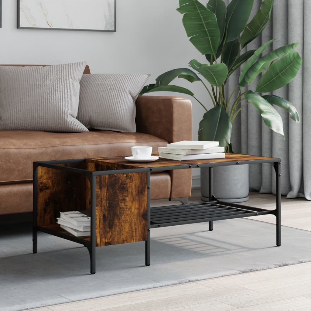 Table basse avec support chêne fumé 100x51x40cm bois ingénierie Tables basses vidaXL