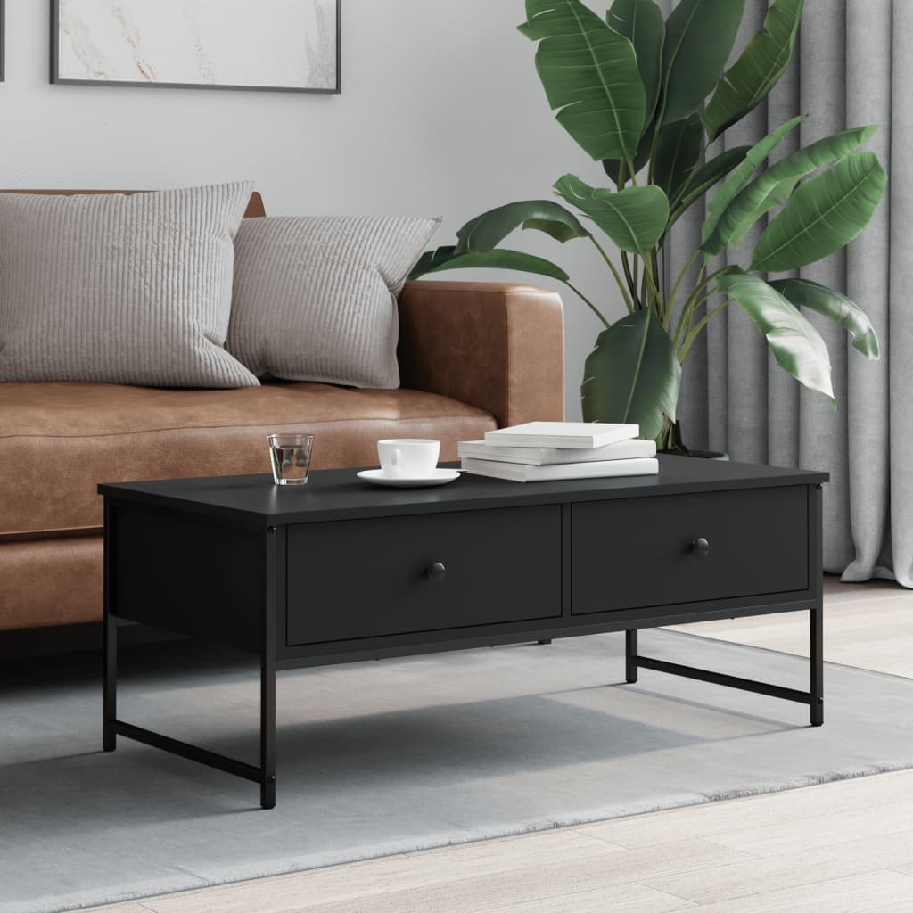 Table basse noir 101x49x39,5 cm bois d'ingénierie - XIOS