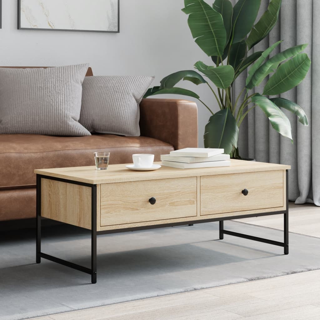 Table basse chêne sonoma 101x49x39,5 cm bois d'ingénierie - XIOS