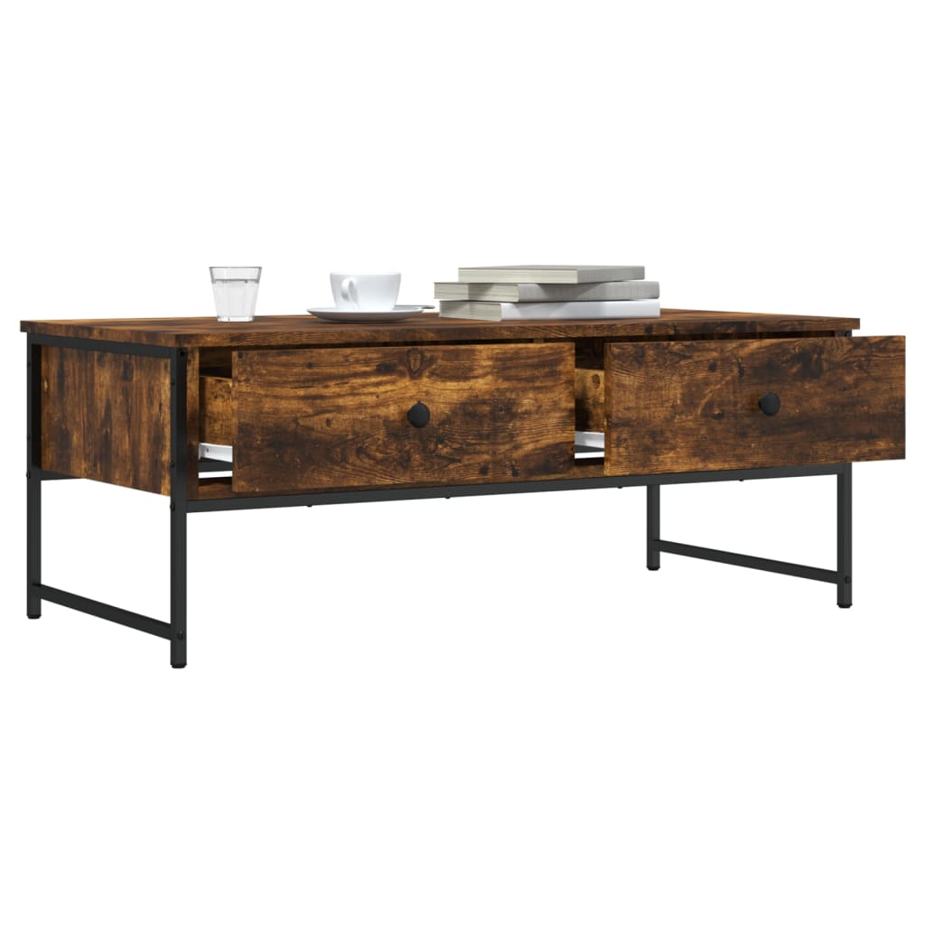 Table basse chêne fumé 101x49x39,5 cm bois d'ingénierie - XIOS
