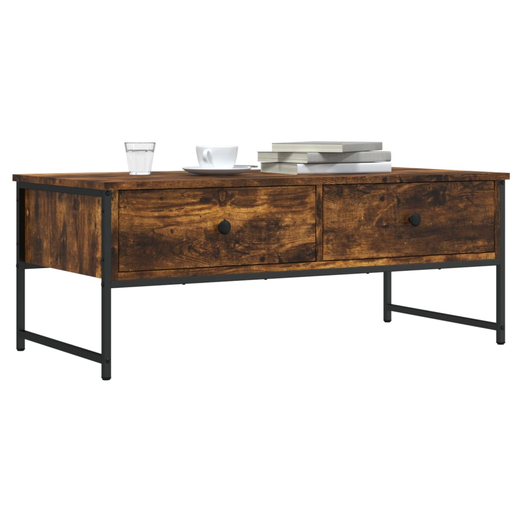 Table basse chêne fumé 101x49x39,5 cm bois d'ingénierie - XIOS