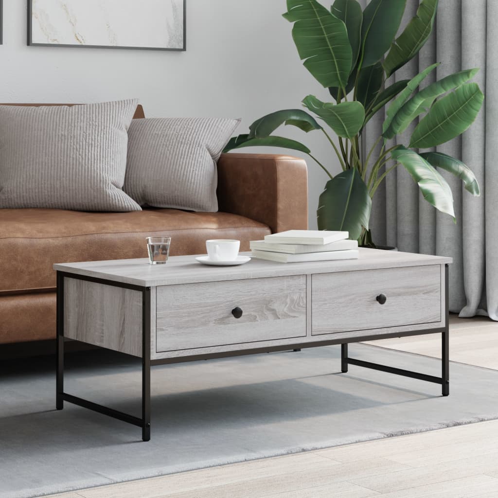 Table basse sonoma gris 101x49x39,5 cm bois d'ingénierie - XIOS
