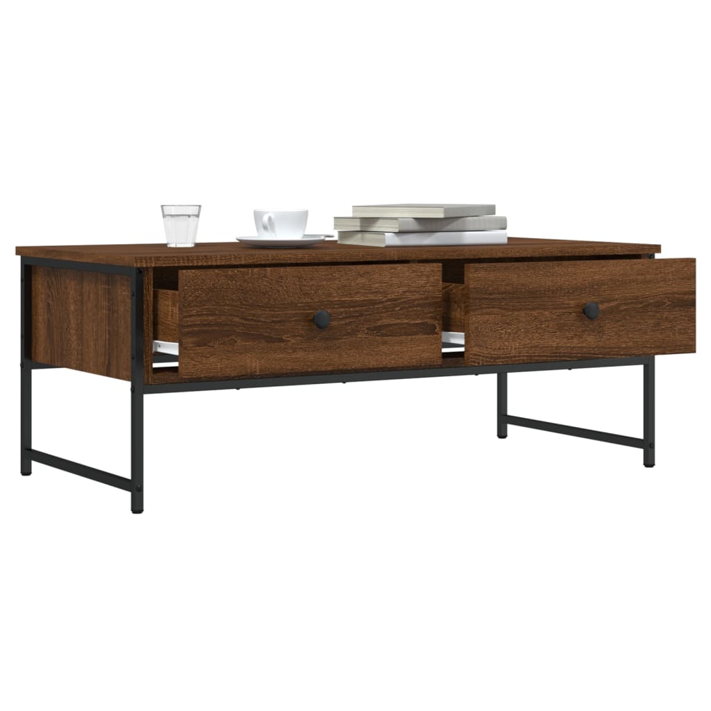 Table basse chêne marron 101x49x39,5 cm bois d'ingénierie - XIOS