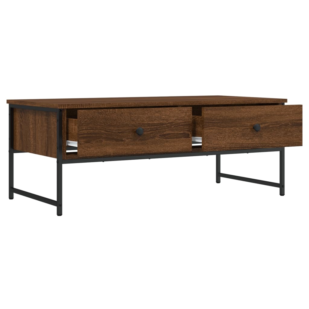 Table basse chêne marron 101x49x39,5 cm bois d'ingénierie - XIOS