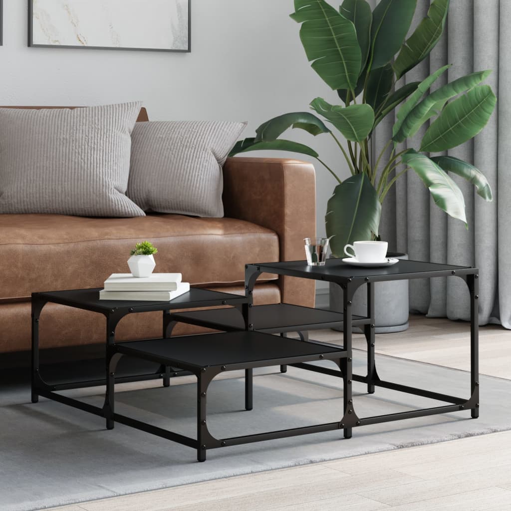 Table basse noir 87,5x87,5x40 cm bois d'ingénierie - XIOS