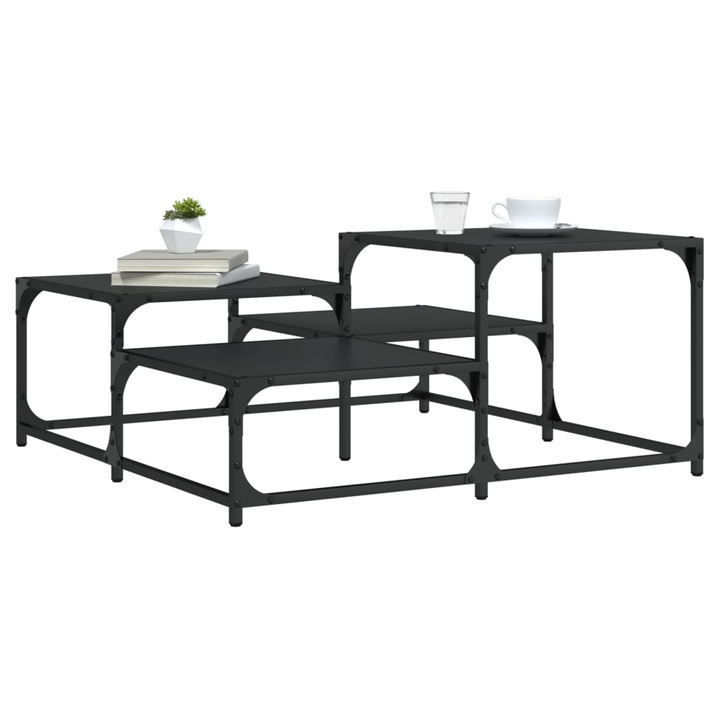 Table basse noir 87,5x87,5x40 cm bois d'ingénierie - XIOS