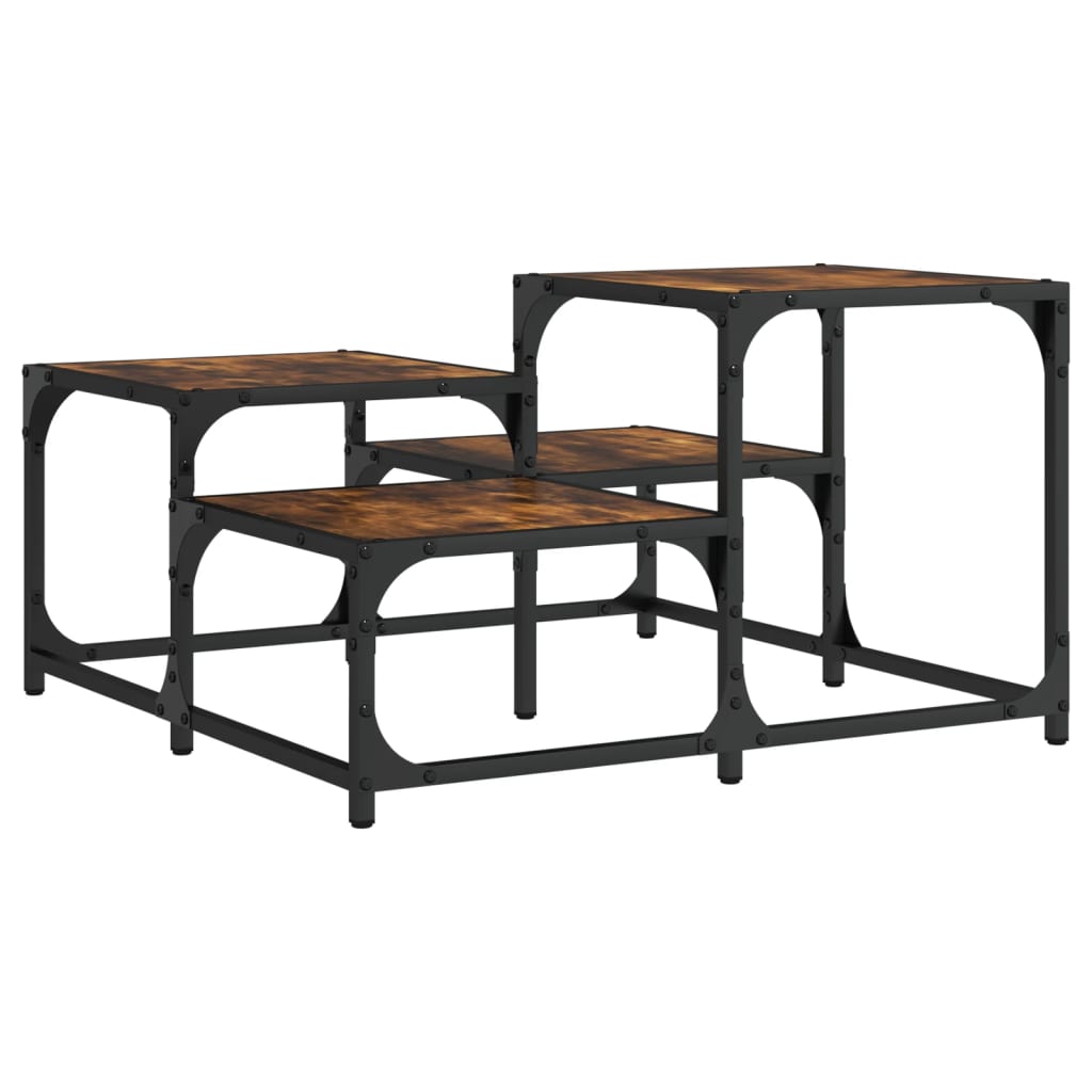 Table basse chêne fumé 68x68x40 cm bois d'ingénierie - XIOS