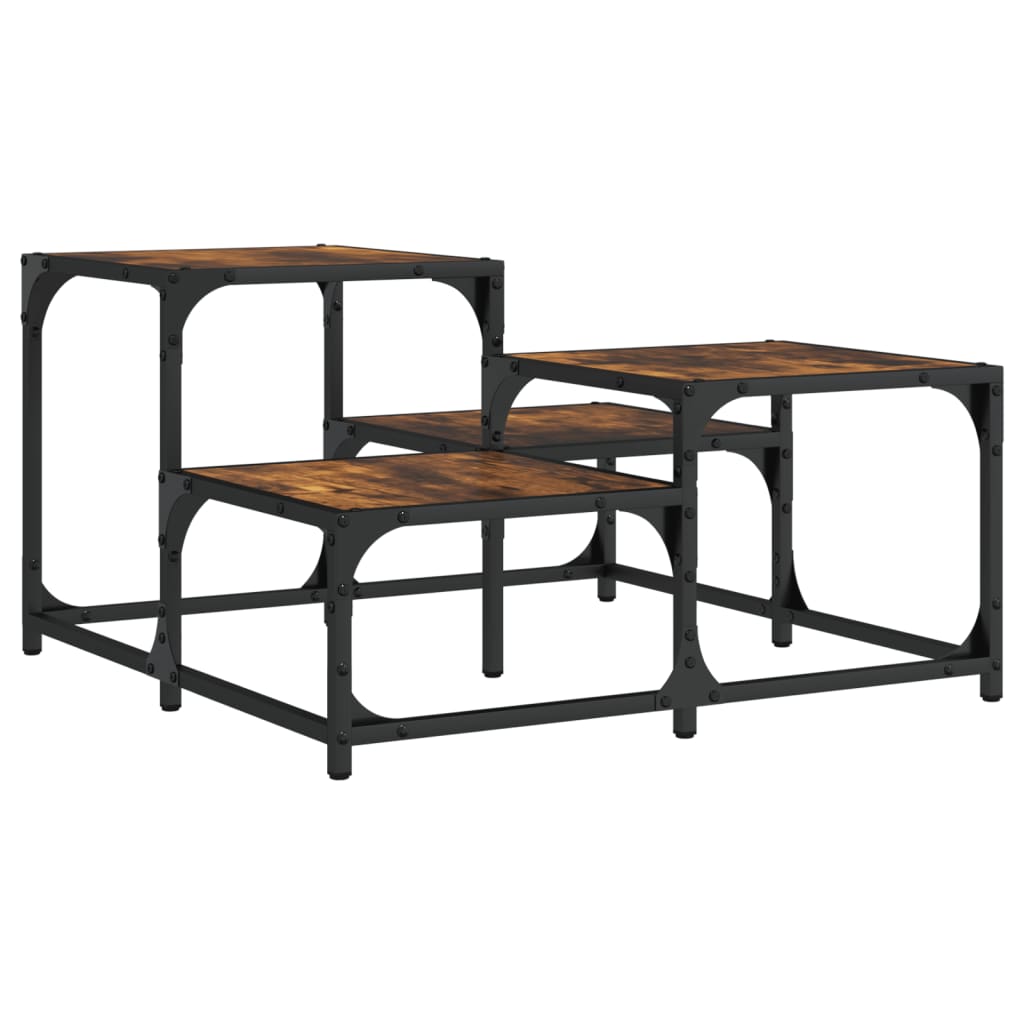 Table basse chêne fumé 68x68x40 cm bois d'ingénierie - XIOS