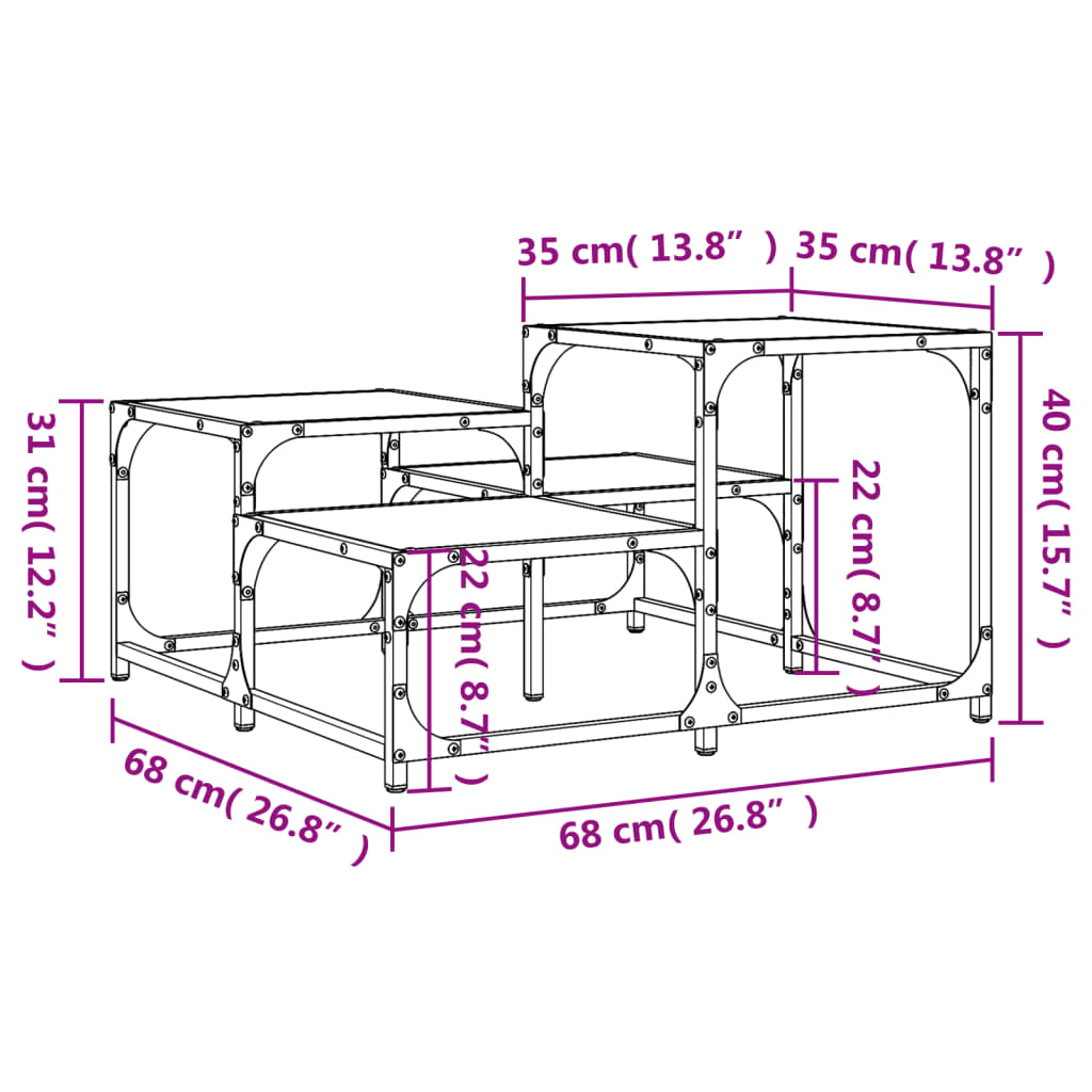 Table basse chêne fumé 68x68x40 cm bois d'ingénierie - XIOS