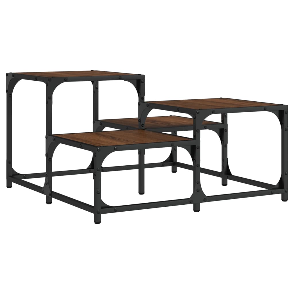 Table basse chêne marron 68x68x40 cm bois d'ingénierie - XIOS
