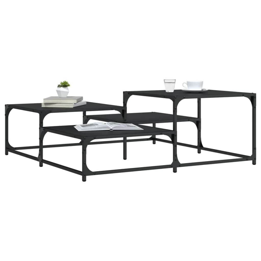 Table basse noir 107x107x40 cm bois d'ingénierie - XIOS