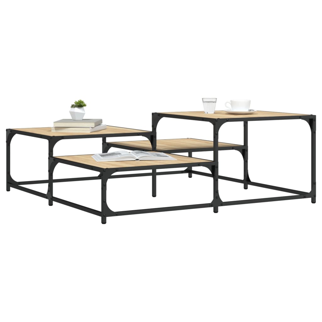 Table basse chêne sonoma 107x107x40 cm bois d'ingénierie - XIOS