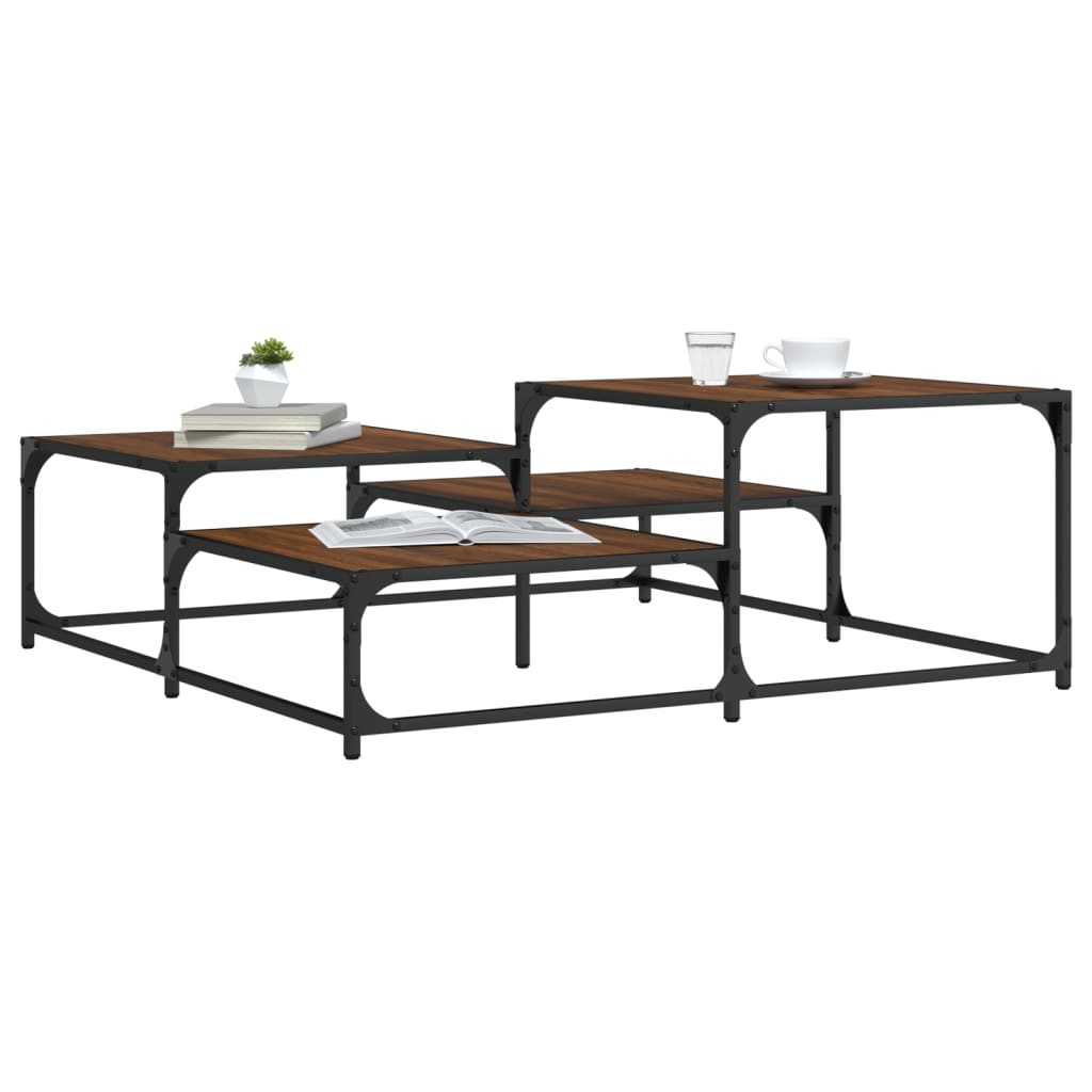 Table basse chêne marron 107x107x40 cm bois d'ingénierie - XIOS