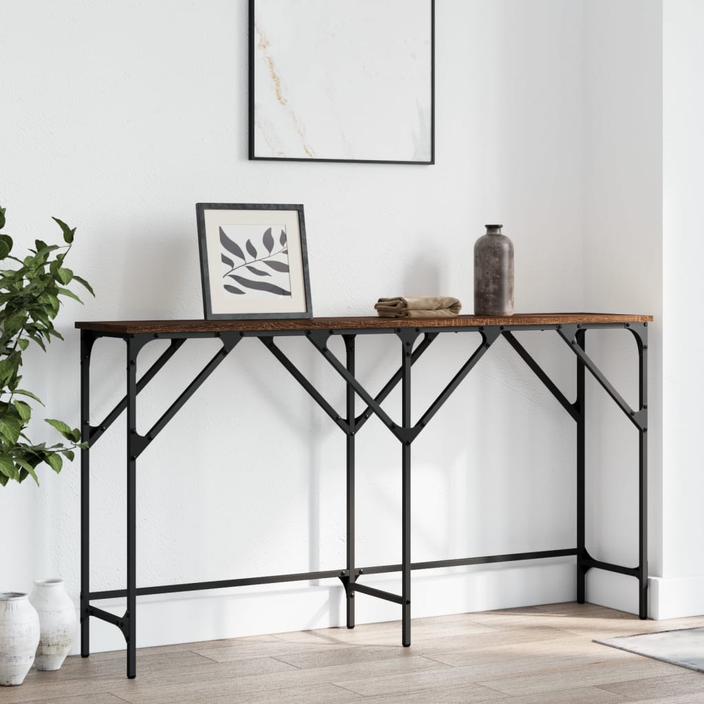 Table console chêne marron 140x29x75 cm bois d'ingénierie - XIOS