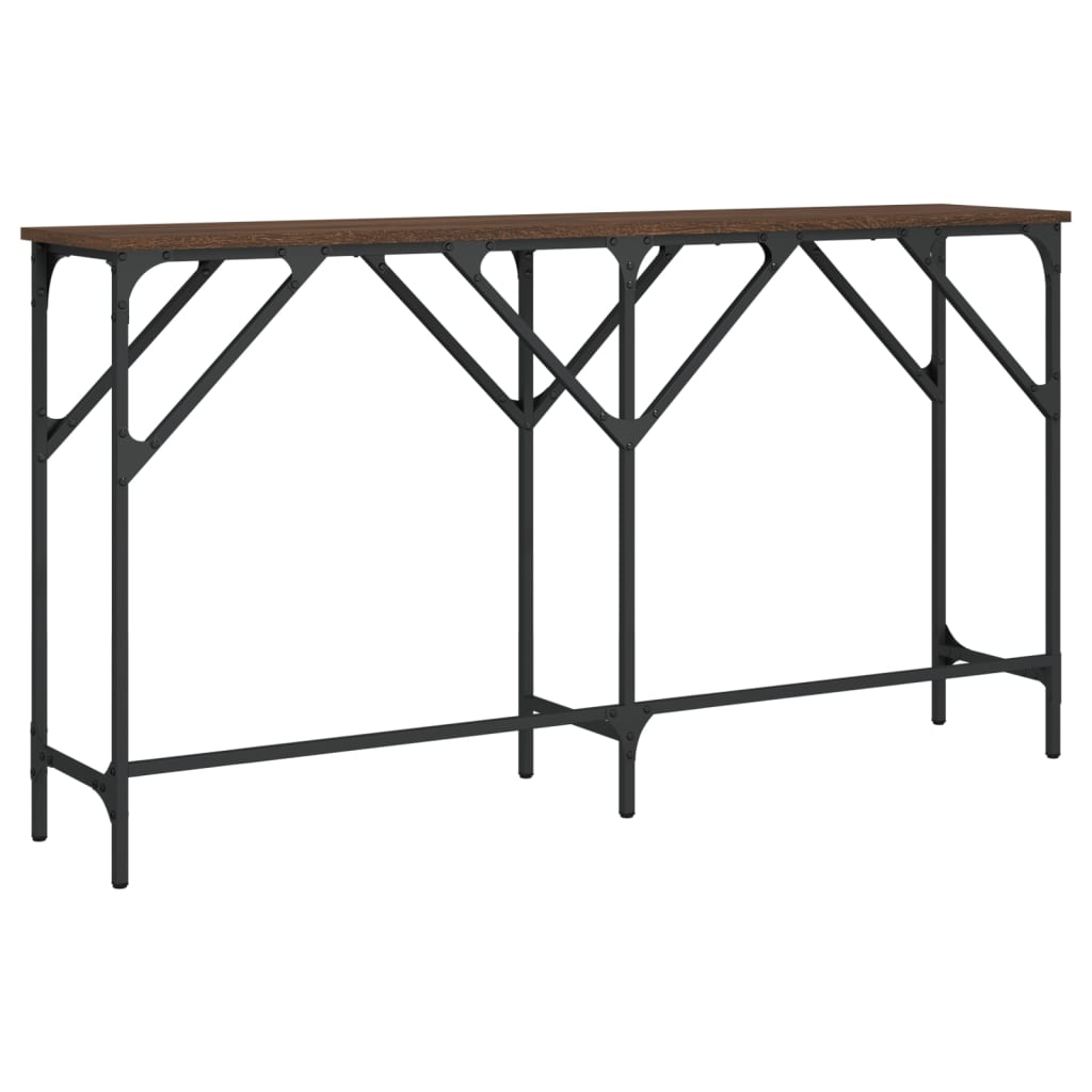 Table console chêne marron 140x29x75 cm bois d'ingénierie - XIOS