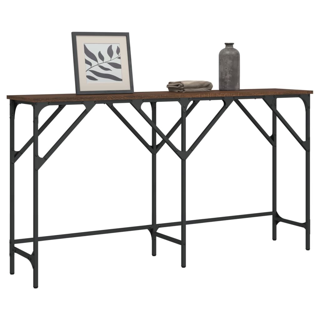 Table console chêne marron 140x29x75 cm bois d'ingénierie - XIOS