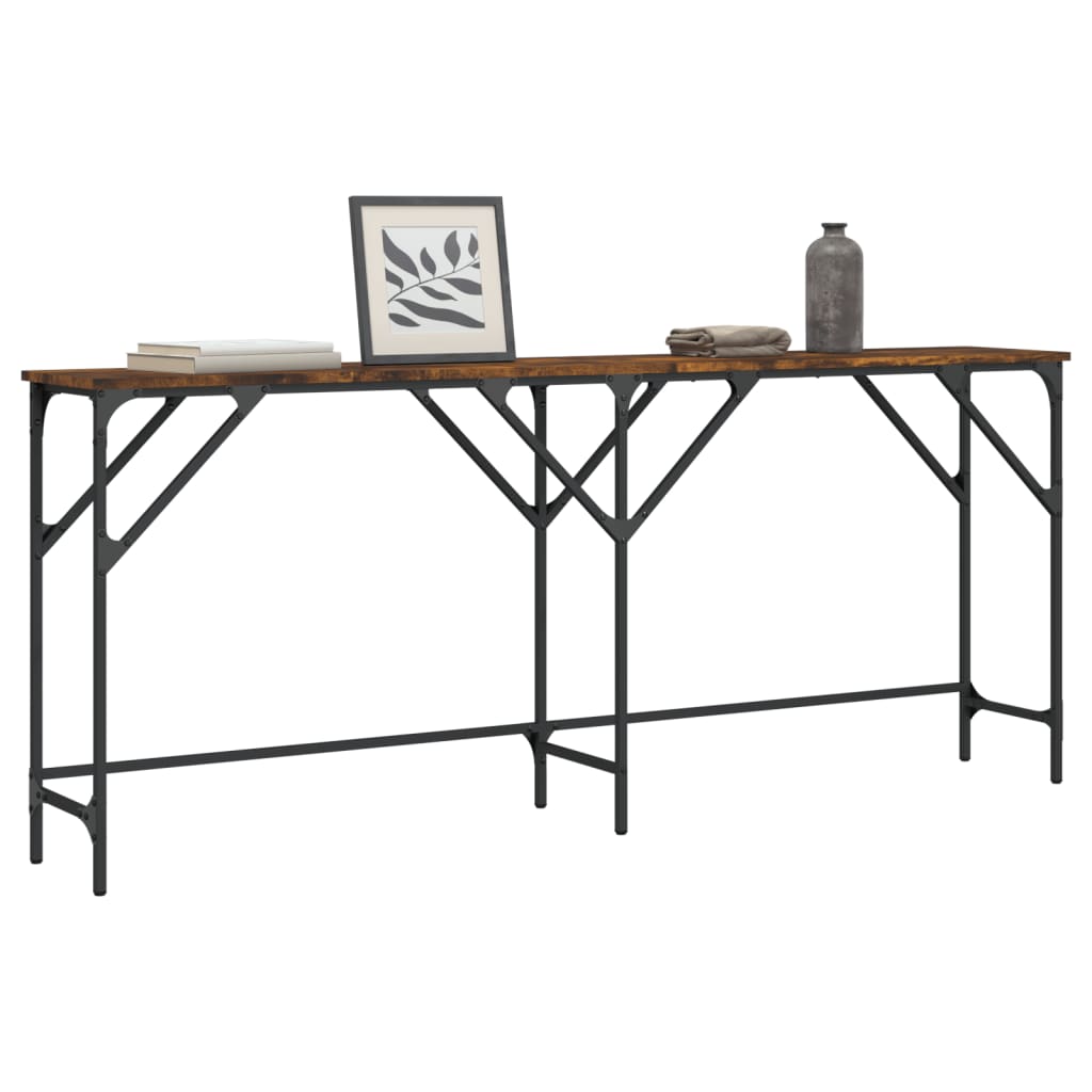 Table console chêne fumé 180x29x75 cm bois d'ingénierie - XIOS