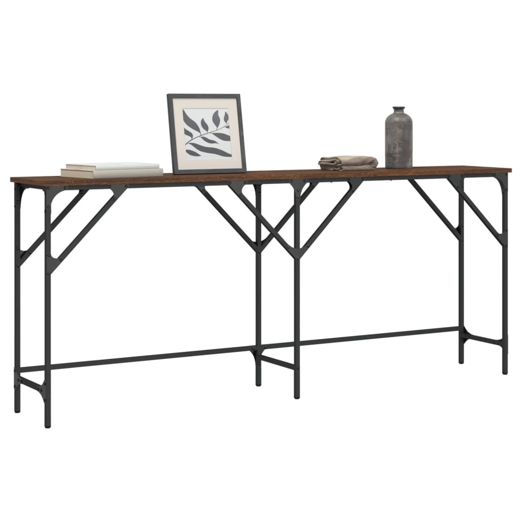 Table console chêne marron 180x29x75 cm bois d'ingénierie - XIOS