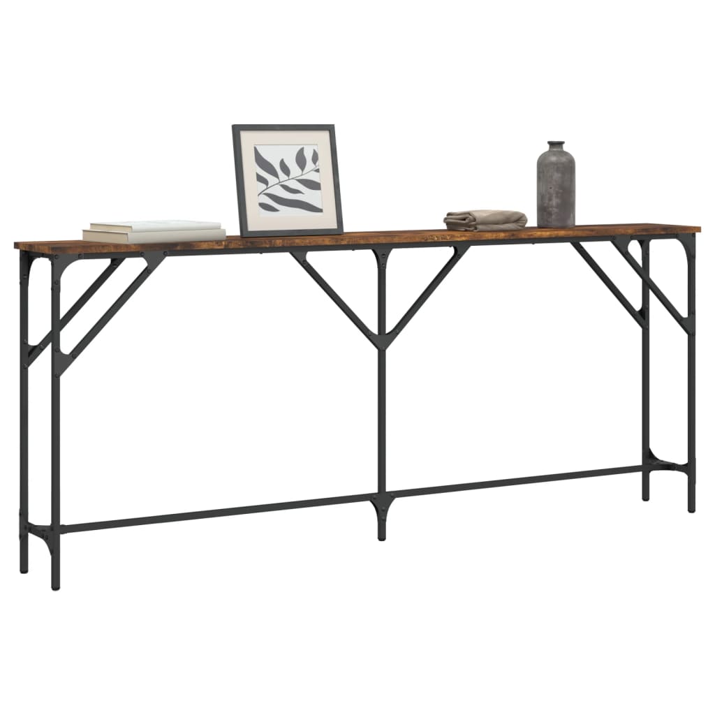 Table console chêne fumé 180x23x75 cm bois d'ingénierie - XIOS