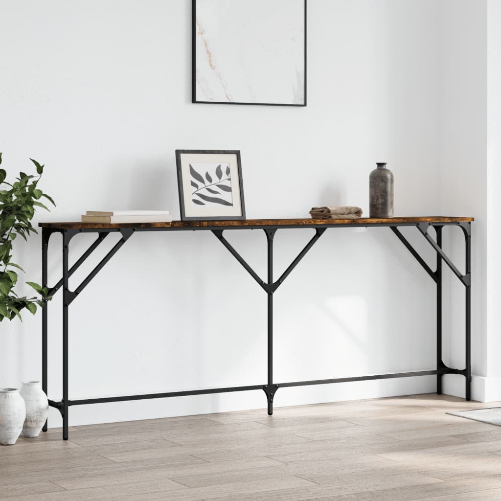 Table console chêne fumé 180x23x75 cm bois d'ingénierie - XIOS