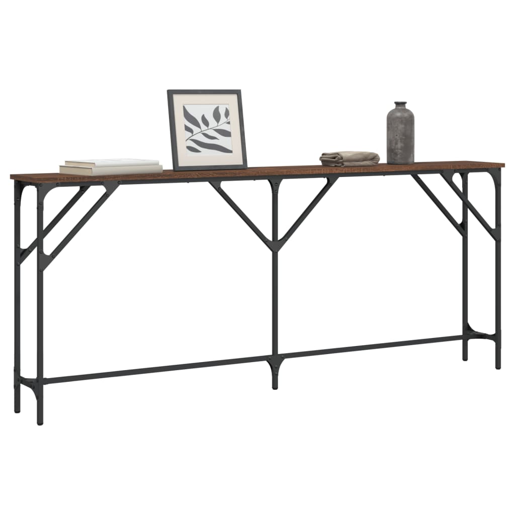 Table console chêne marron 180x23x75 cm bois d'ingénierie - XIOS