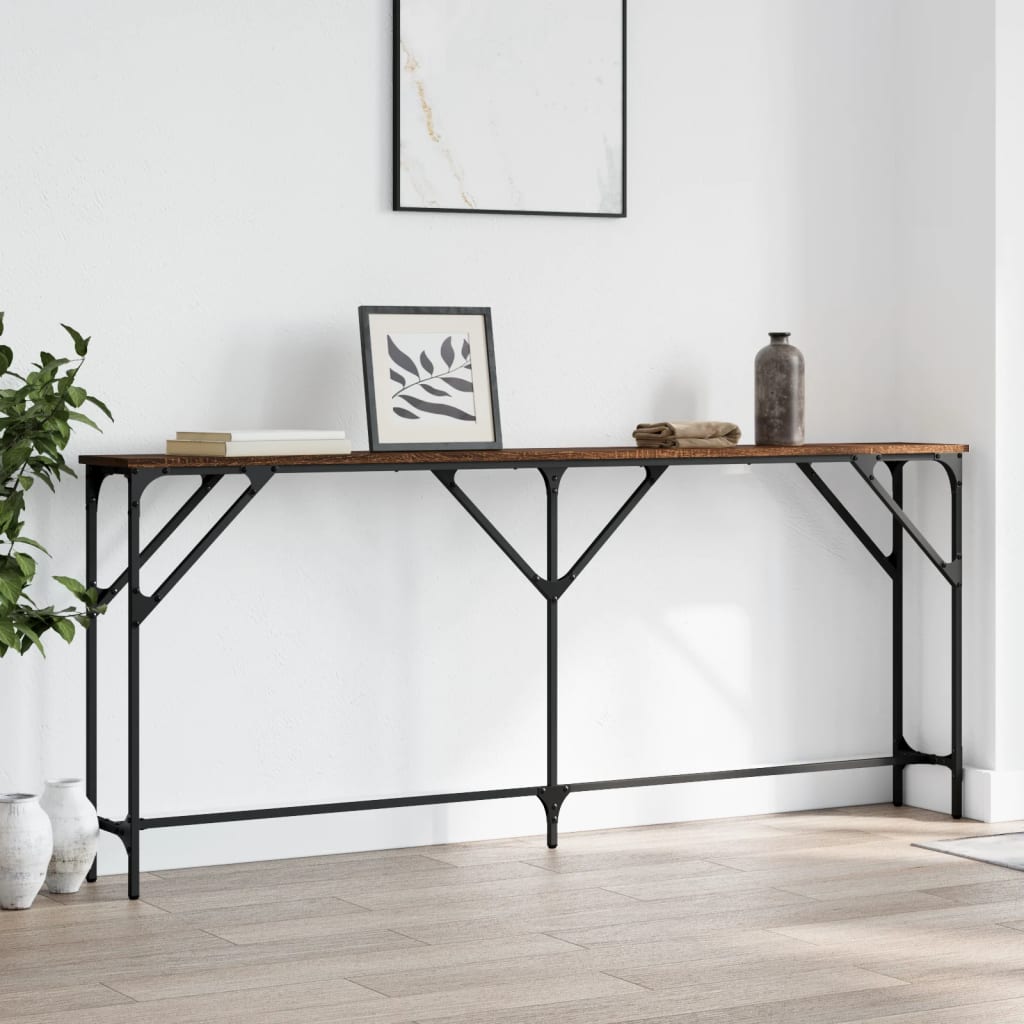 Table console chêne marron 180x23x75 cm bois d'ingénierie - XIOS