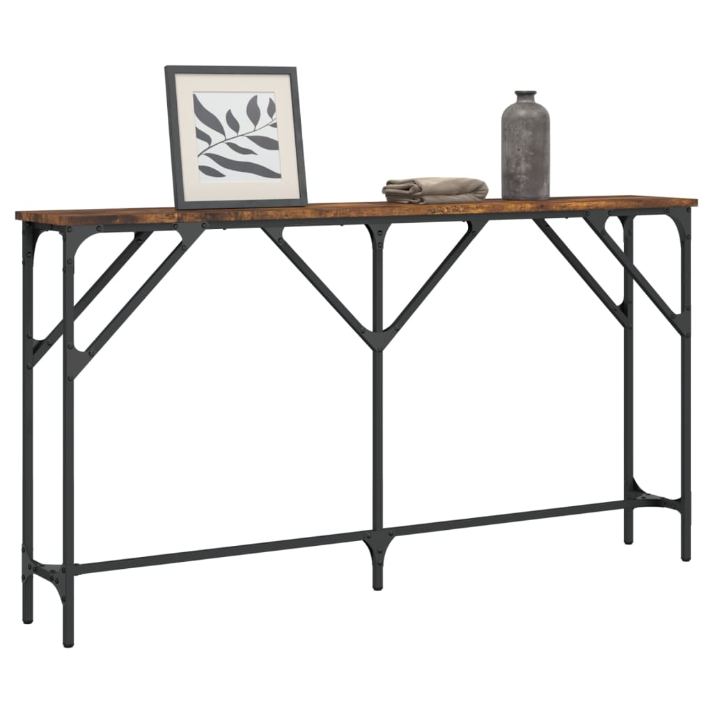 Table console chêne fumé 140x23x75 cm bois d'ingénierie - XIOS