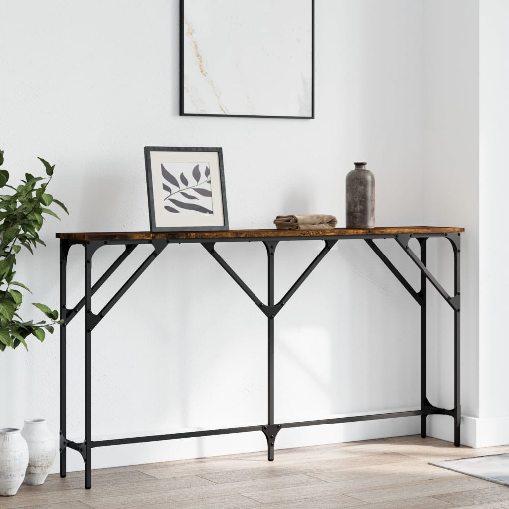 Table console chêne fumé 140x23x75 cm bois d'ingénierie - XIOS