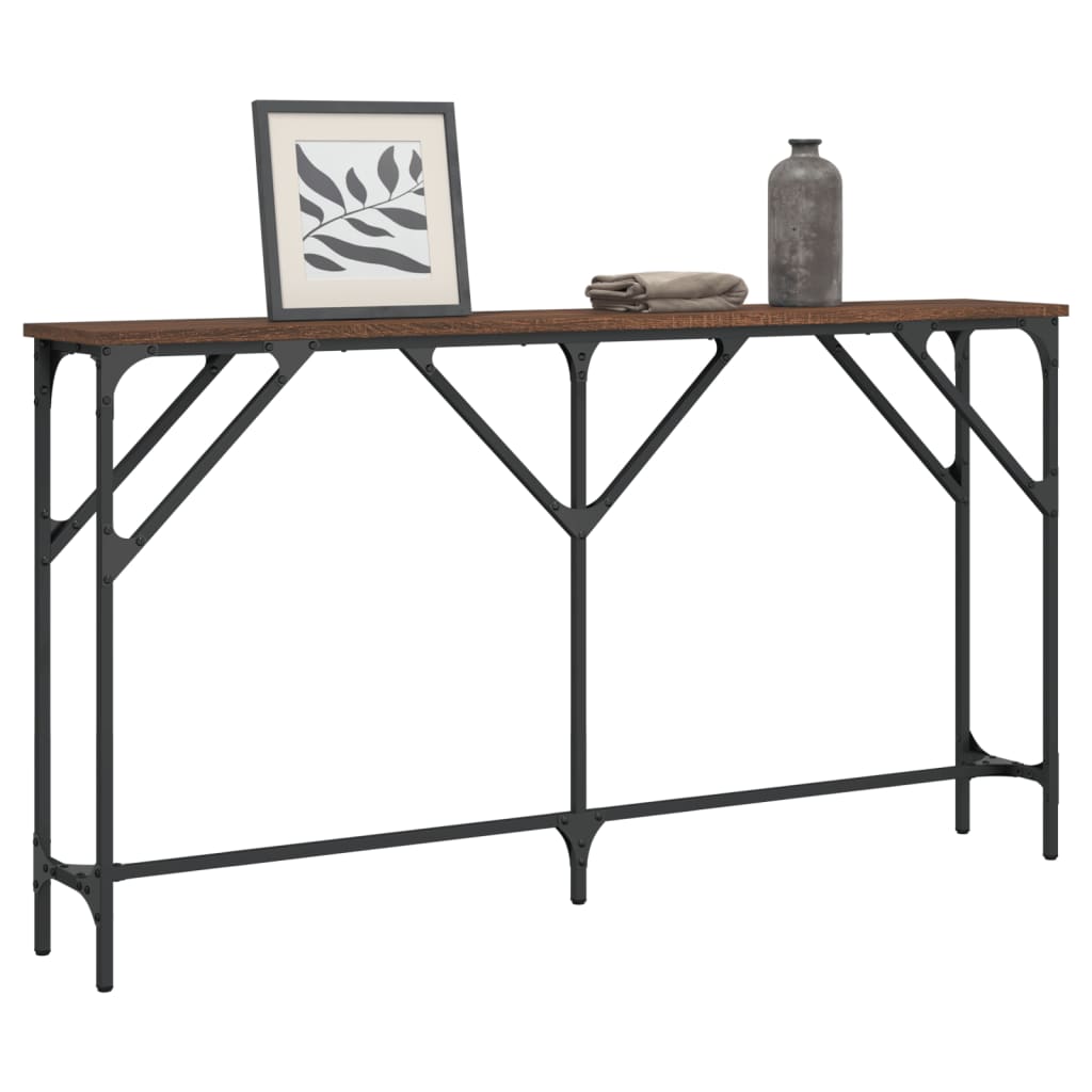 Table console chêne marron 140x23x75 cm bois d'ingénierie - XIOS