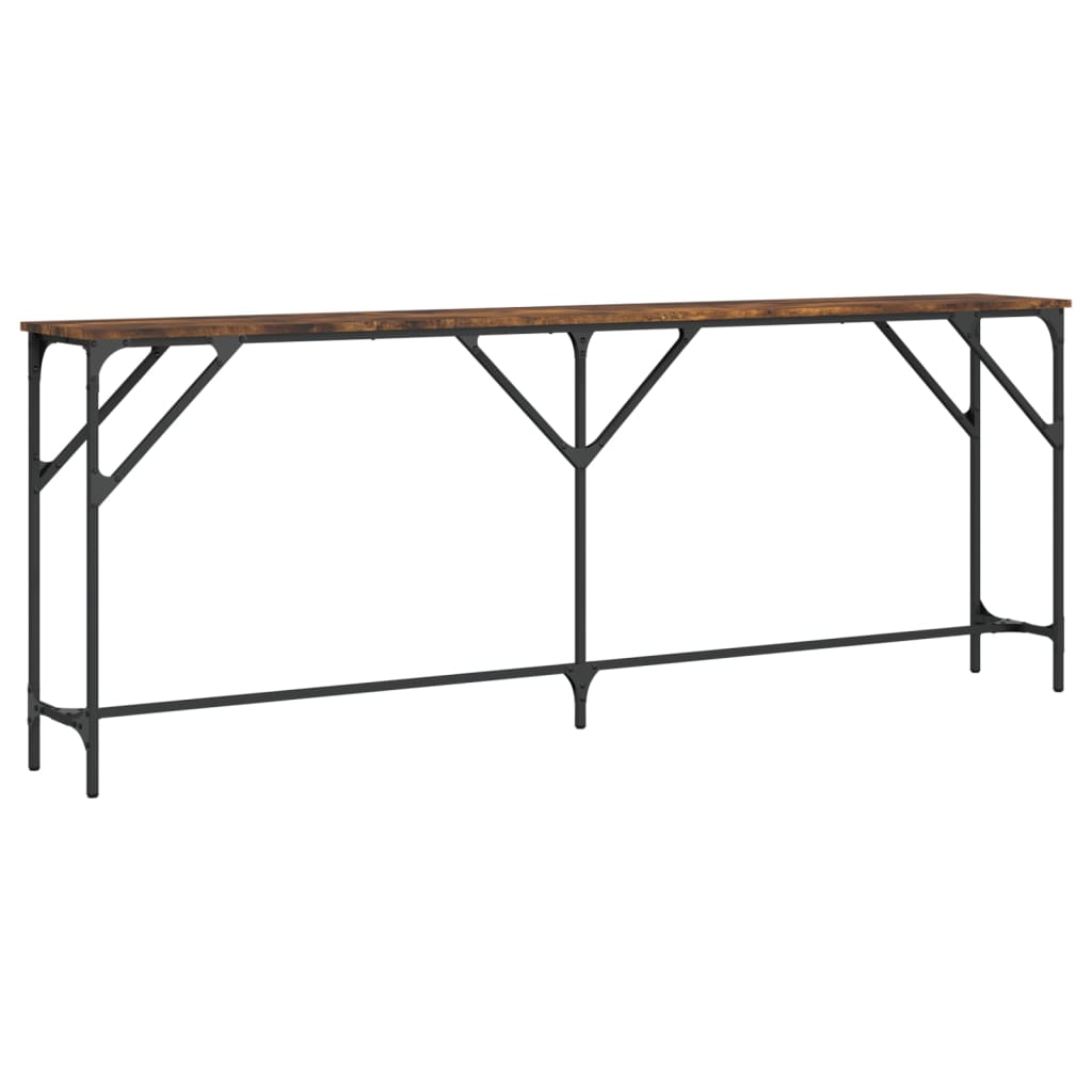 Table console chêne fumé 200x29x75 cm bois d'ingénierie - XIOS