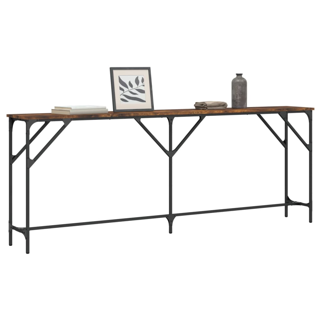Table console chêne fumé 200x29x75 cm bois d'ingénierie - XIOS