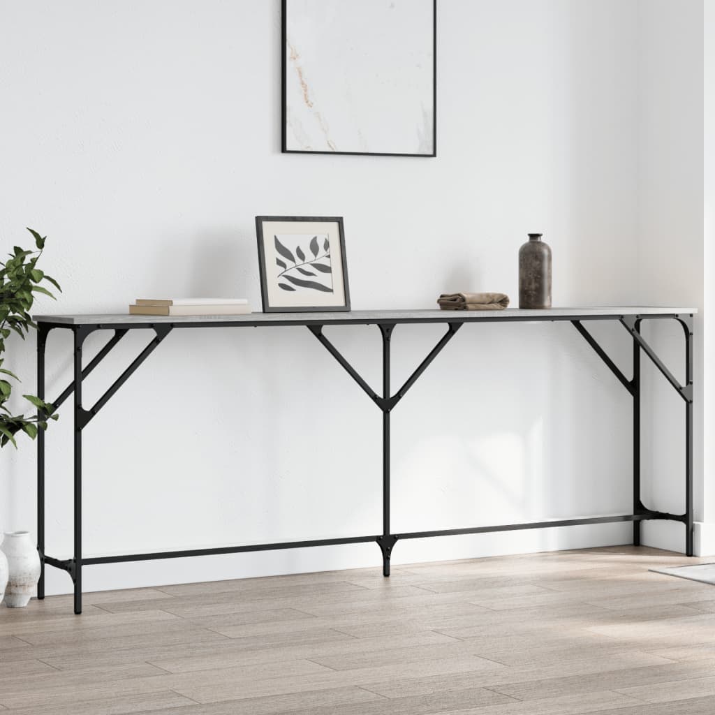 Table console sonoma gris 200x29x75 cm bois d'ingénierie - XIOS