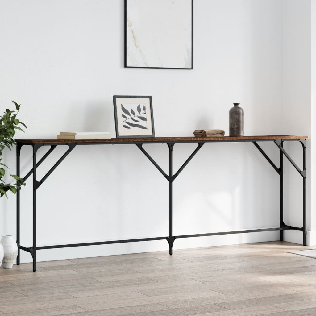 Table console chêne marron 200x29x75 cm bois d'ingénierie - XIOS