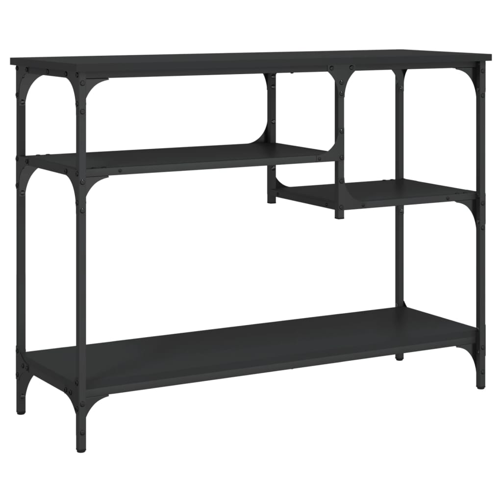 Table console avec étagères noir 100x35x75 cm - XIOS