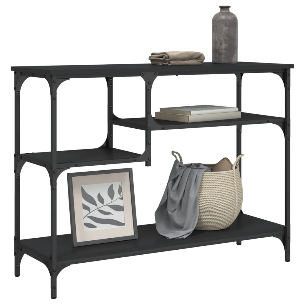 Table console avec étagères noir 100x35x75 cm - XIOS