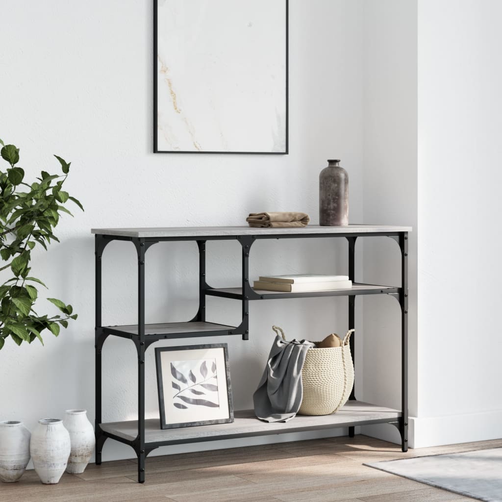 Table console avec étagères sonoma gris 100x35x75 cm - XIOS