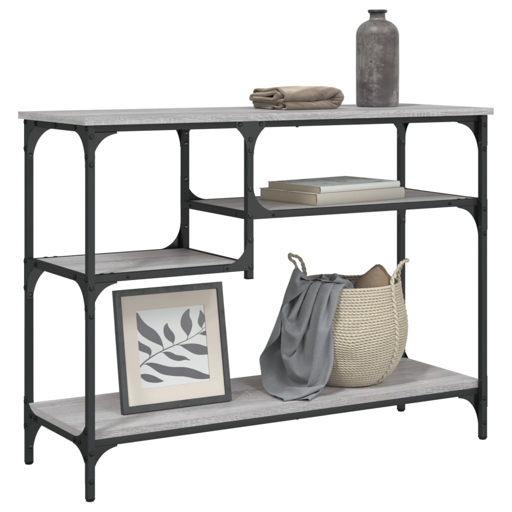 Table console avec étagères sonoma gris 100x35x75 cm - XIOS