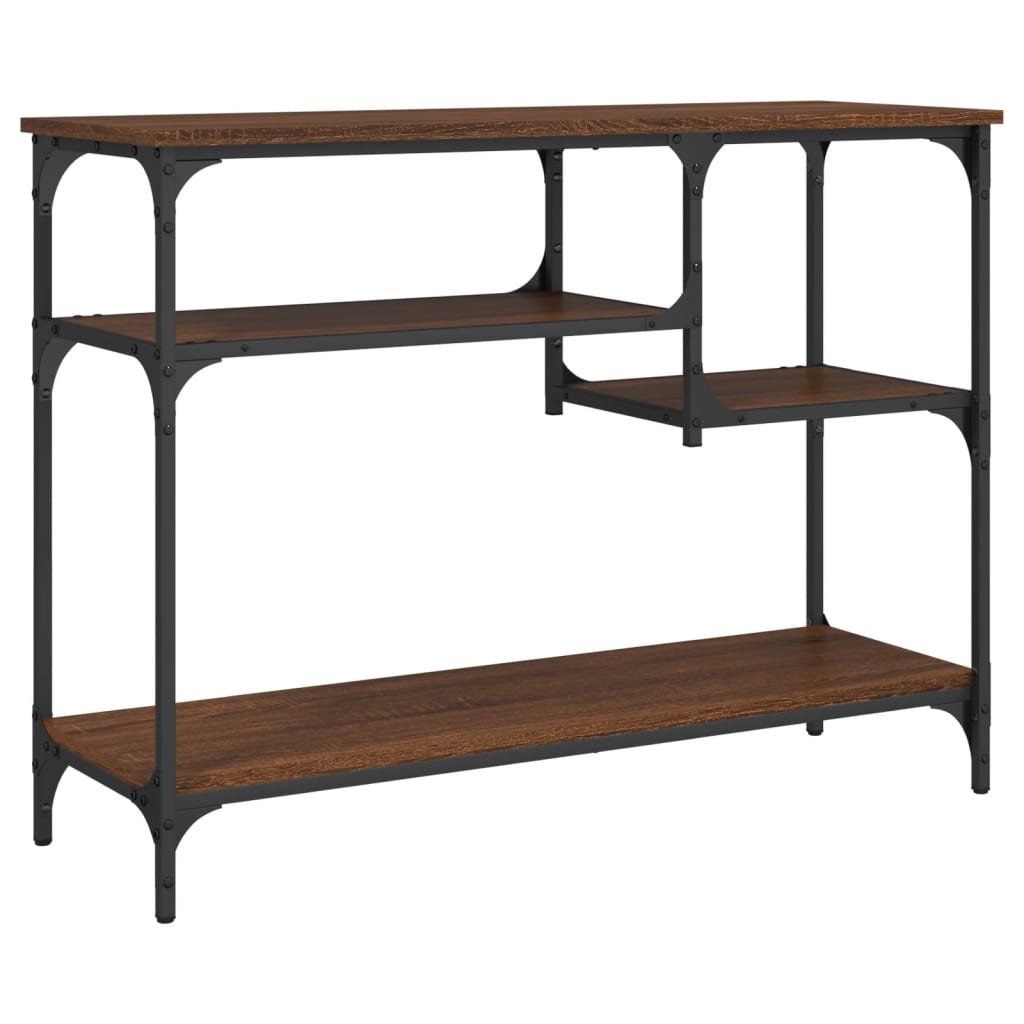 Table console avec étagères chêne marron 100x35x75 cm - XIOS