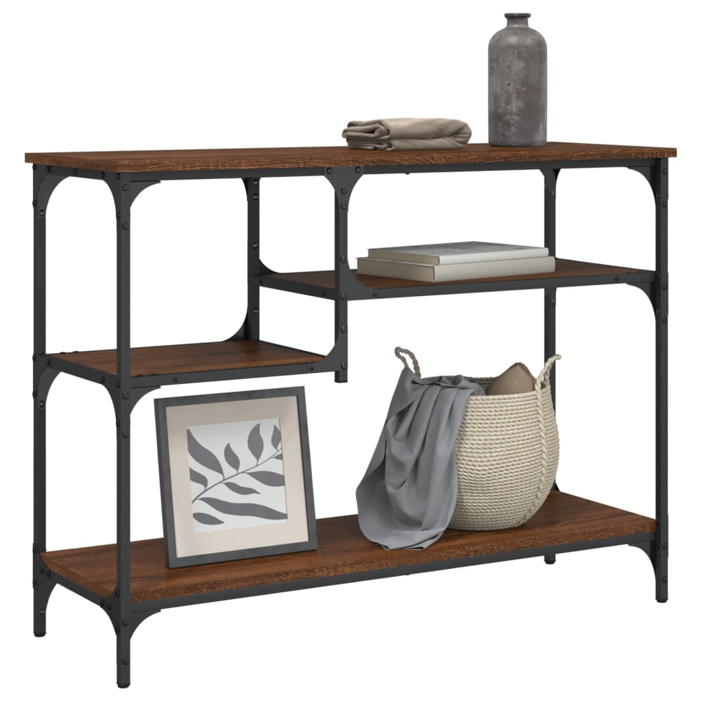 Table console avec étagères chêne marron 100x35x75 cm - XIOS