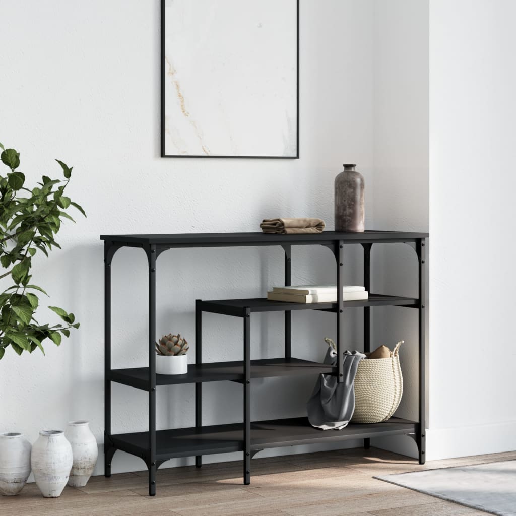 Table console avec étagères noir 100x35x75 cm - XIOS