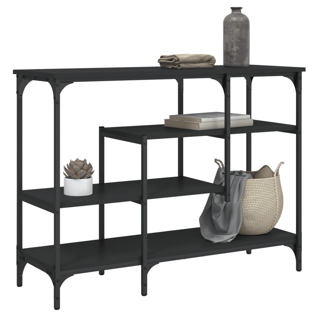 Table console avec étagères noir 100x35x75 cm - XIOS