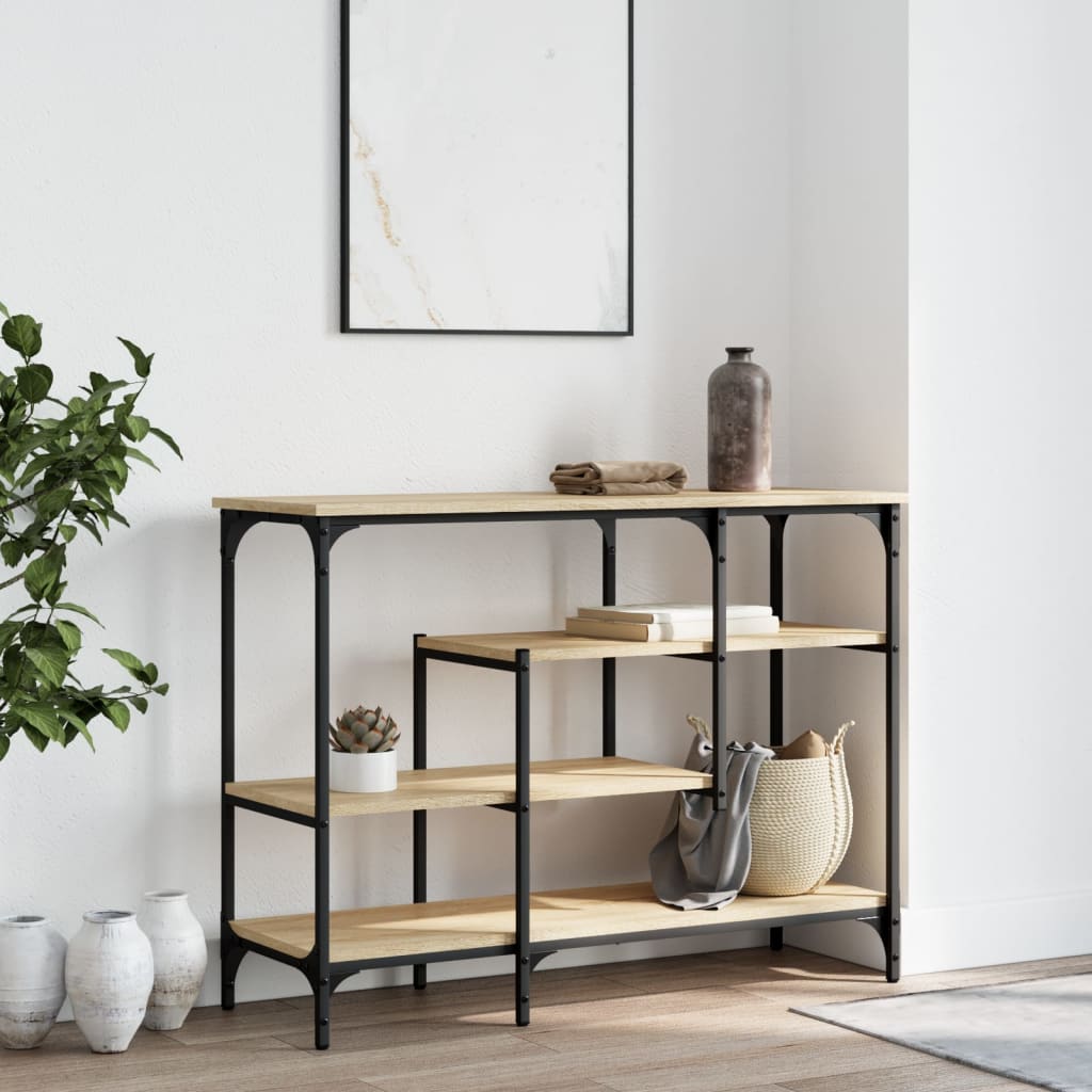 Table console avec étagères chêne sonoma 100x35x75 cm - XIOS