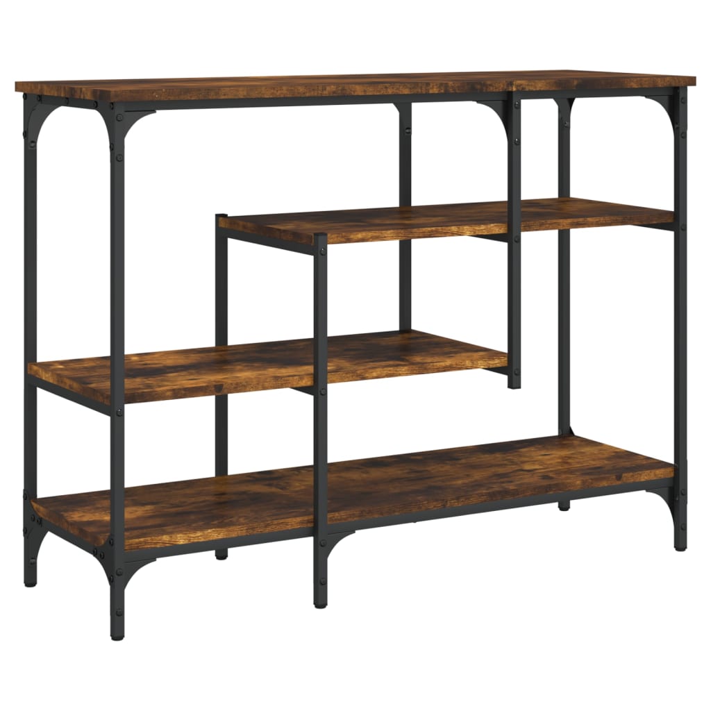 Table console avec étagères chêne fumé 100x35x75 cm - XIOS