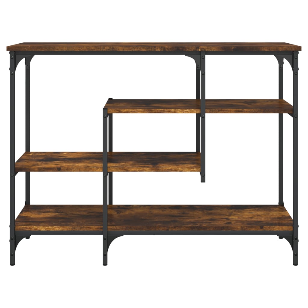 Table console avec étagères chêne fumé 100x35x75 cm - XIOS