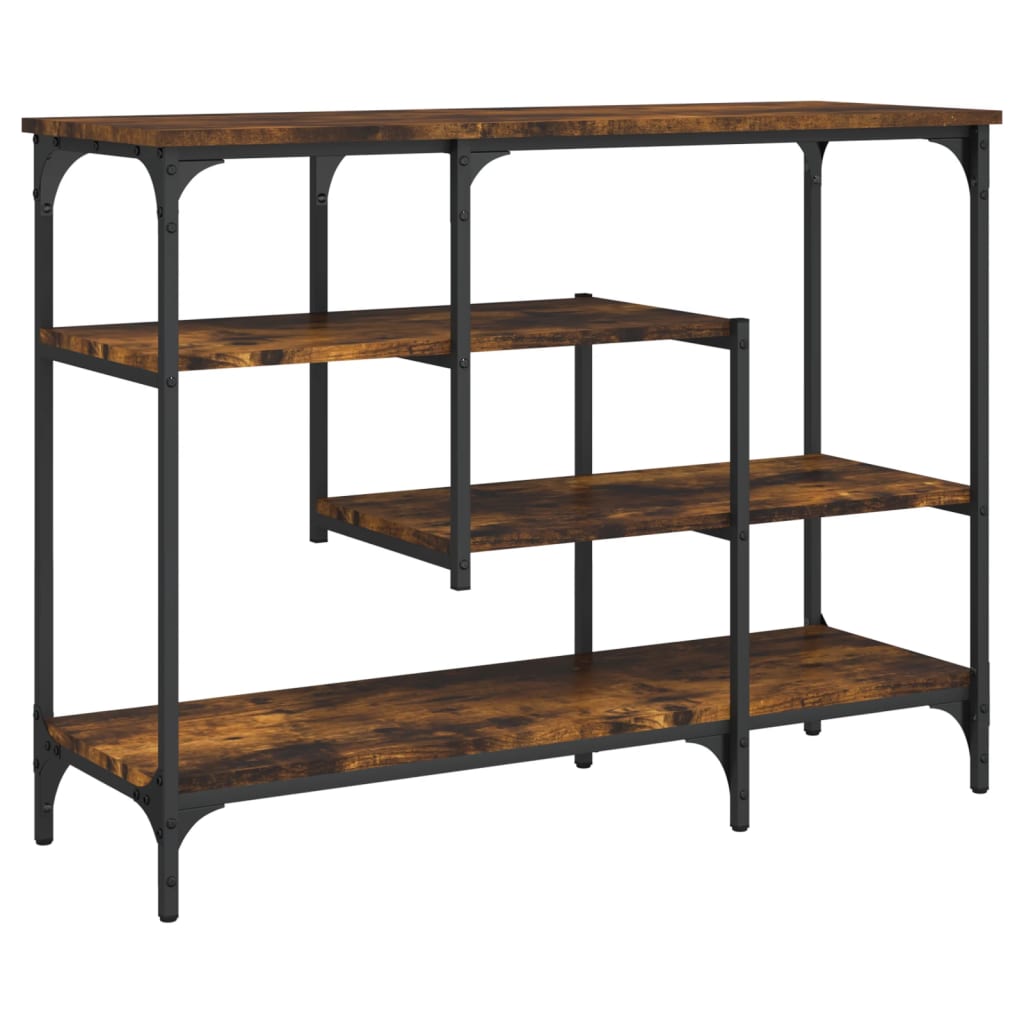 Table console avec étagères chêne fumé 100x35x75 cm - XIOS